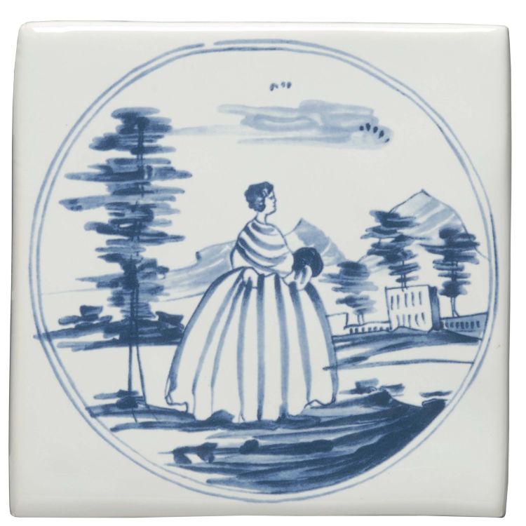 Classic English Delft Figures in a Landscape