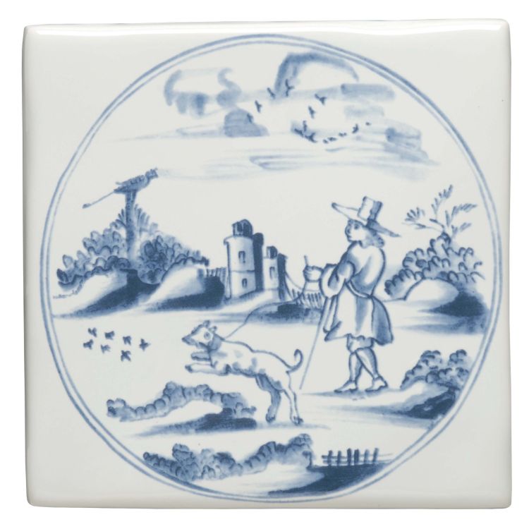 Classic English Delft Figures in a Landscape