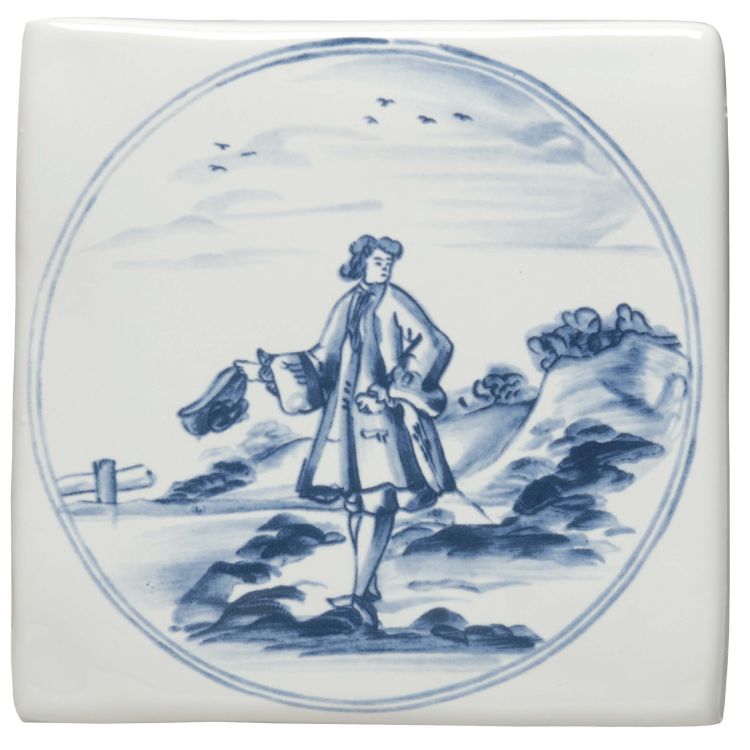 Classic English Delft Figures in a Landscape