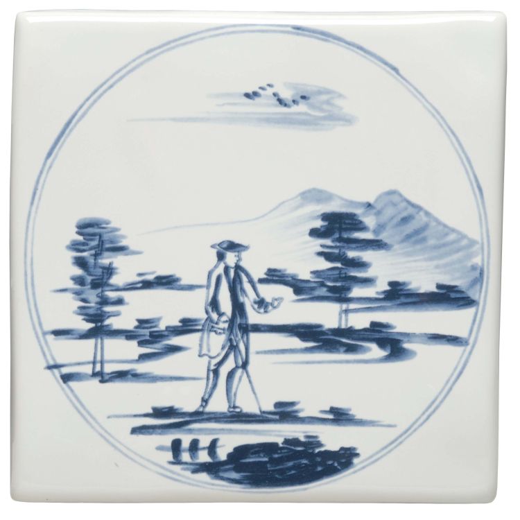 Classic English Delft Figures in a Landscape