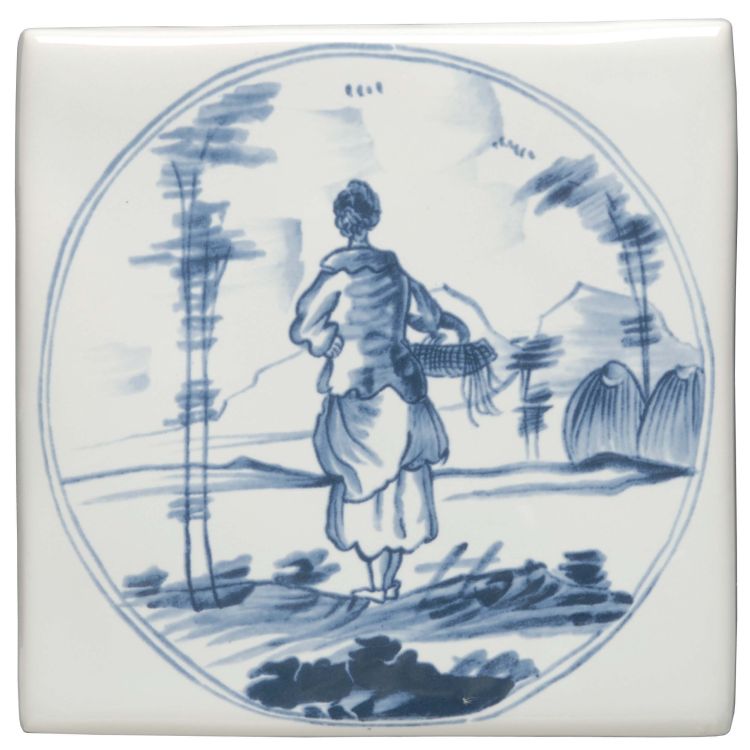 Classic English Delft Figures in a Landscape