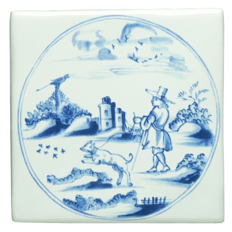 Classic English Delft Figures in a Landscape